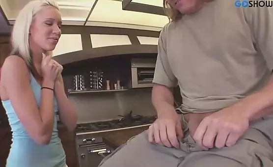 Blonde With Petite Tits Bends Over and Gets Fucked Hard
